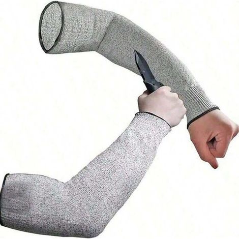Manchon de protection pour bras résistant à la coupure, en HPPE, long, respirant, protection niveau 5, pour travail, gris 2 (1/4)
