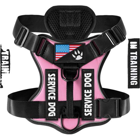 Arnés para perro, chaleco reflectante, ajuste regulable, talla L, rosa. (1/2)