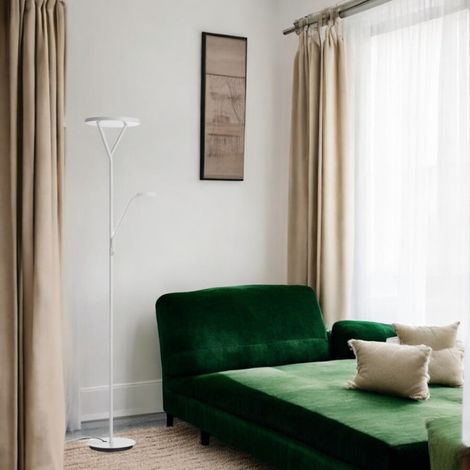 Lampadaire led avec liseuse blanc mat Plano (1/3)