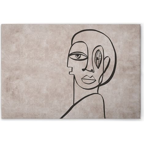 Leinwandbild Minimalistisch Oneliner M1-No.51316 - Kunstdruck auf Leinwand in Grau Beige - Wandbild 45 x 30 cm (1/5)
