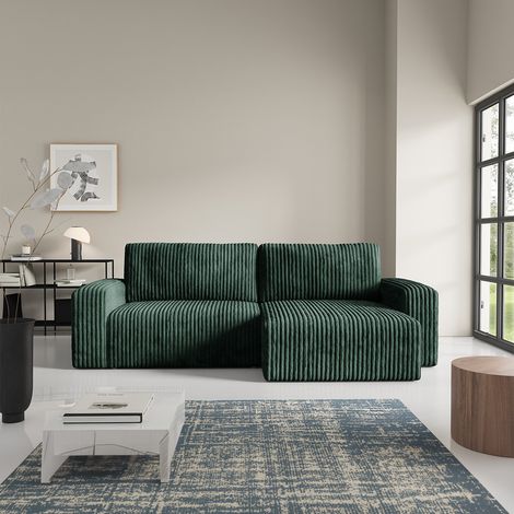 3-Sitzer-Wende-Ecksofa mit Bettkasten und Armlehnen Angela Tannengrün