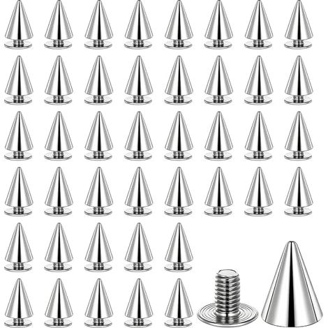 200 Pieces Punk Cone Rivets, 1 cm Rivets Cones Metal Silver (1/5)