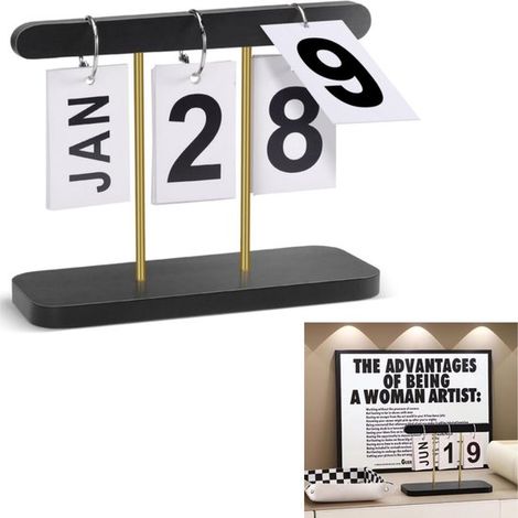 Calendario pieghevole Calendario perpetuo Calendario pieghevole verticale Realizzato in legno Calendario da scrivania giornaliero con conto alla rovescia Calendario da scrivania riutilizzabile Sc (1/5)