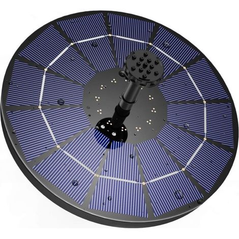 Fontaine solaire flottante 3,5 W pour bassin ou bain d’oiseaux – 6 buses réglables, batterie intégrée, autonomie jour/nuit (1/5)