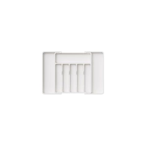 Tiroir à couverts extensible, plateau à ustensiles de cuisine, sans BPA, rangement réglable en plastique pour cuillères, fourchettes et couteaux, grand format, blanc