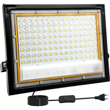 Projecteur LED Extérieur 100W, 1.5M Câble Blanc Froid 6500K Projecteur led, 10000LM Spot LED Extérieur IP66 Étanche, pour Jardins, Terrasses, Cours, Balcons, Parcs, Garages, Usines (1/5)