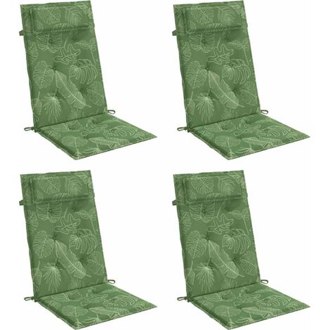 Coussins de chaise à dossier haut lot de 4 modèle de feuille vidaXL