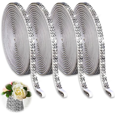 Ruban De Strass - Auto-Adhésif - 4,5 mm x 1 Yard - Argent - 4 Rouleaux (1/5)