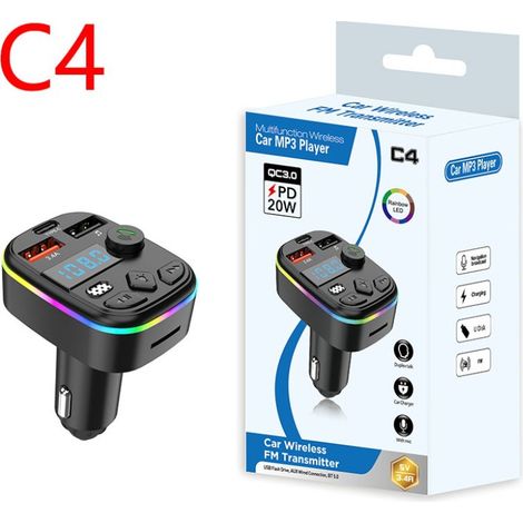 C-series car charger, FM frequency digital display, Bluetooth player, car cigarette lighter, PD fast charger wholesale - Black (1/3)