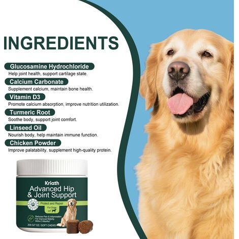 Comprimés à croquer pour les articulations des animaux - Soin quotidien des articulations des chiens, soutien nutritionnel, convient au toilettage - 200 g (1/5)