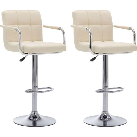 Chaises de bar 2 pcs Crème Tissu (1/5)