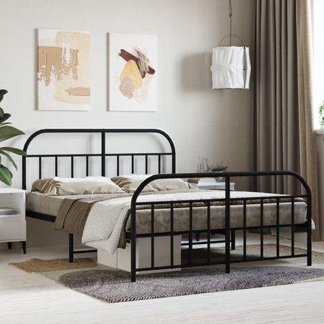 vidaXL Giroletto con Testiera e Pediera Metallo Nero 140x190 cm (1/5)