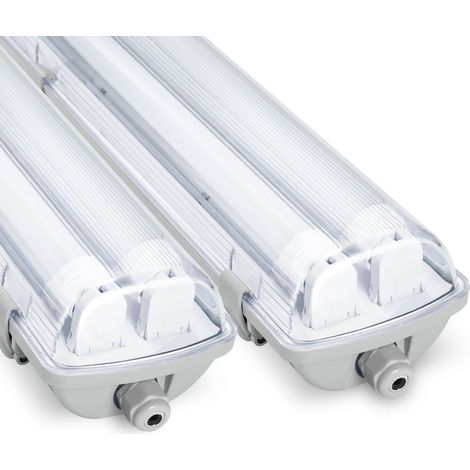 TolleTour 2X Réglette LED étanche pour Tube LED T8 Réglette lumineuse LED IP65 150cm 2 x 24W Blanc neutre