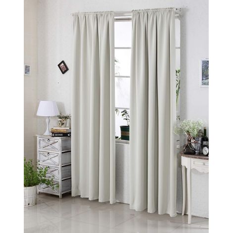 WOLTU Thermovorhang kälteschutz Verdunklungsvorhang Blickdicht mit Kräuselband für Schiene, 250g/m² Schwere Wärmeisolierende Vorhänge Gardinen Wohnzimmer Schlafzimmer, 135x245 cm Creme(1 Stück)