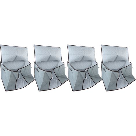 4 pièces Boîte de rangement en tissu non tissé gris, housse anti-poussière pour couette, organiseur de tiroir pour chambre (1/5)