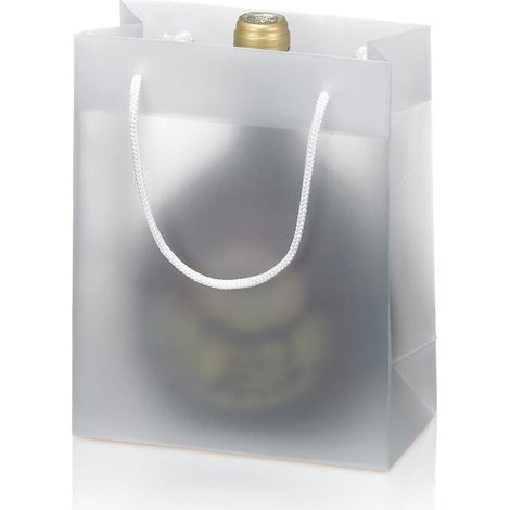 1000 x Tragetasche für 1 Flasche Bocksbeutel 170x85x200 mm Frost Transparent (1/2)