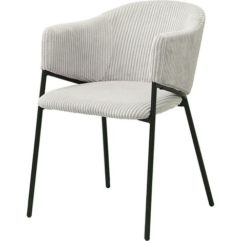 Stuhl für Esszimmer IMANY – Hellgrauer Cord-Samt – Armlehnen – Schwarze Metallbeine – Design-/Industriestil (1/5)