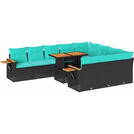 Ensemble de canapés de jardin 11 pcs et coussins rotin acacia vidaXL (1/5)