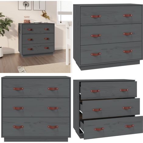Buffet Gris 80x40x75 cm Bois massif de pin - Buffet - Meuble De Rangement - Commode - Armoire - Bois Massif - Home & Living (1/5)