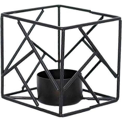 Bougeoir votif en fer forgé de style nordique, bougeoir pour bougie chauffe-plat, centre de table décoratif pour les fêtes de fin d'année.-black