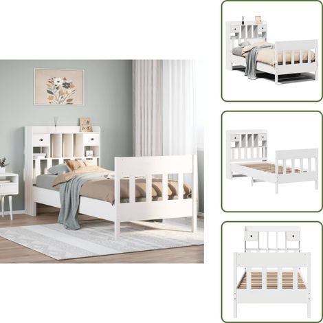 Letto con scomparti - vidaXL Giroletto senza Materasso Bianco 75x190 Legno Massello di Pino - Letto con cassetti