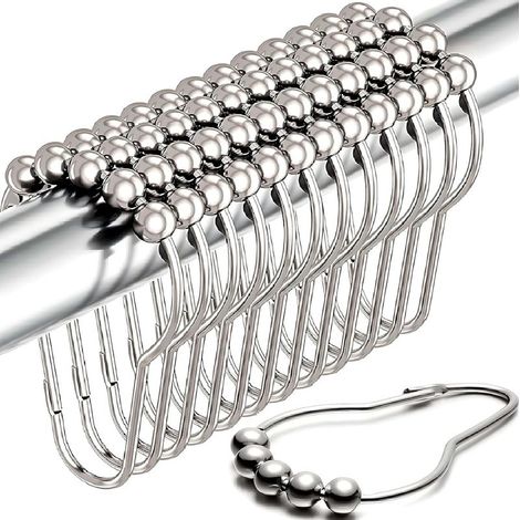 Duschvorhanghaken – Edelstahl – Rutschfeste Kugellager – Sicherer Halt – 12er-Pack (1/5)