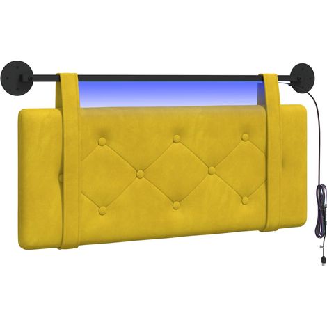 Testiera Testata del letto sospesa Con luce LED Giallo Velluto (1/5)