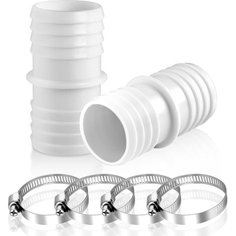 CCYKXA2PCS Raccord Tuyau Piscine, Raccord de Tuyau de 32 à 32 mm, Adaptateur de Tuyau de Piscine avec 4 Colliers de Serrage en Acier Inoxydable (1/5)