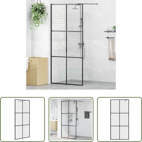 Douche italienne - Paroi de douche avec verre ESG transparent 90x195 cm Noir (1/5)