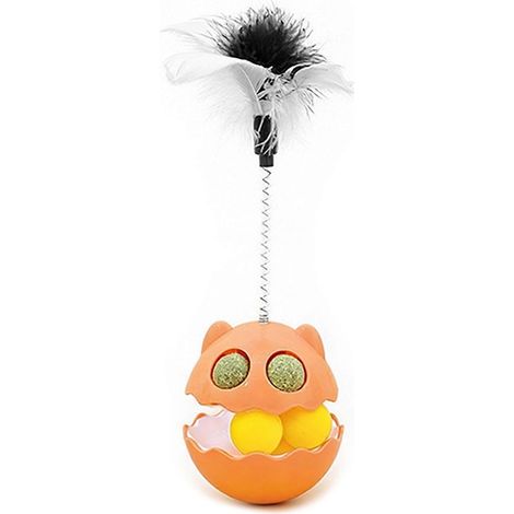 Wobbling Chat Teaser Jouet - avec Chatnip Balle et Plume - pour Intérieur Chats Réduction de l'ennui (1/5)