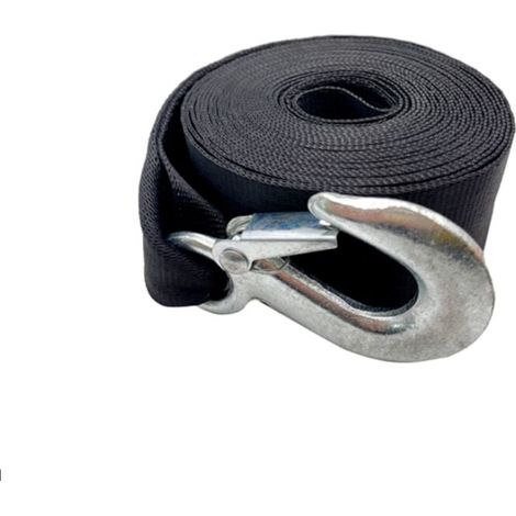 Sangle De Treuil - 10 M - Polyester Haute Résistance - Pour Remorque Bateau Jetski Voiture - Avec Crochet En Acier Forgé Antirouille - 1 Pièce
