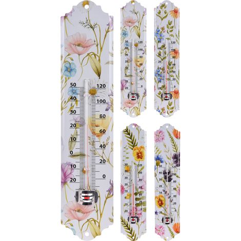 TERMOMETRO METAL FLORES 29,5x6,5 CM