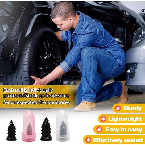 Kit Réparation Pneu Tubeless Clous Réparation Pneu Tailles et avec Tournevis, Kit Réparation Pneu Voiture Moto SUV Camion Camping Car Contre Crevaison (1/2)