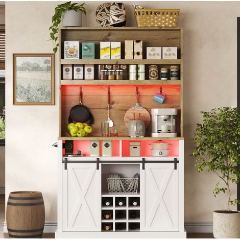 Mueble de almacenamiento de cocina de 191 cm con LED, USB y botellero DESVIAE (1/5)