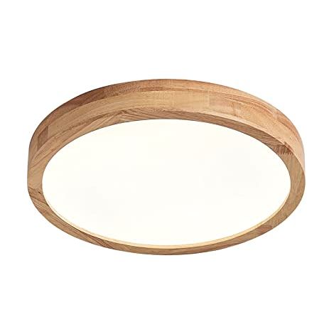 Plafonnier LED en bois, 36 W, blanc chaud 3000 K, 2240 lm, plafonnier rond en bois Ø40 cm pour salon, cuisine, salle à manger, maison, bureau, chambre d'enfant (1/5)