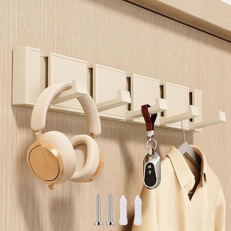 Wandgarderobe, Wandhaken mit 5 ausziehbaren Haken, moderne schwebende Garderobe mit Schrauben, Wandhaken für Bad, Schlafzimmer, Küche (1/5)