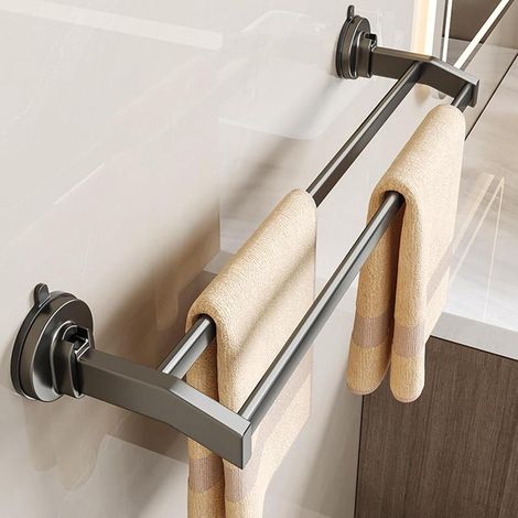70cm Suction Cup Towel Rail, Aluminum Wall Bar, Removable, No Drilling Required, Bathroom and Kitchen (1/4)