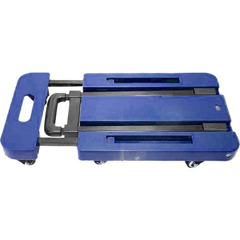 Faltbarer Handwagen, 10 cm ausziehbare Basis, 6 leise Gummiräder, robuste Lager, rutschfest, faltbarer Gepäckwagen, blau (1/5)