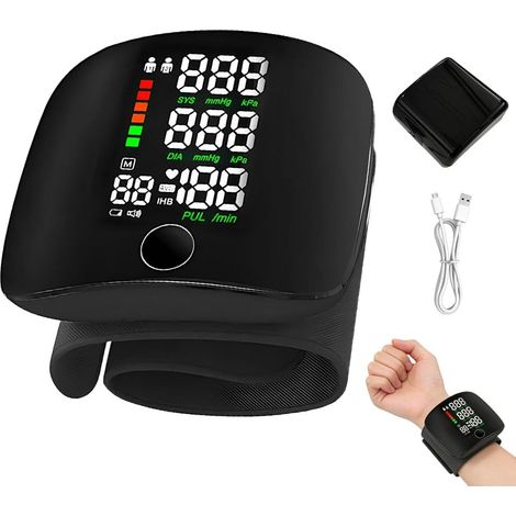 Blutdruckmessgerät fürs Handgelenk, präzises Blutdruckmessgerät mit intelligenter Sprachsteuerung und LCD-Display, 99 Speicherplätzen für Messwerte und verstellbarer Manschette, für Erwachsene und Sen