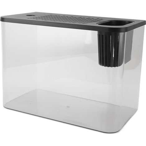 Petit aquarium transparent en plastique noir, micro-paysage, aquarium de bureau pour poissons rouges, crevettes, tortue betta. (1/5)