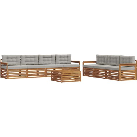 Outdoor Sofa Set with Cushion 8 pcs Natural and Light Grey vidaXL (1/5)