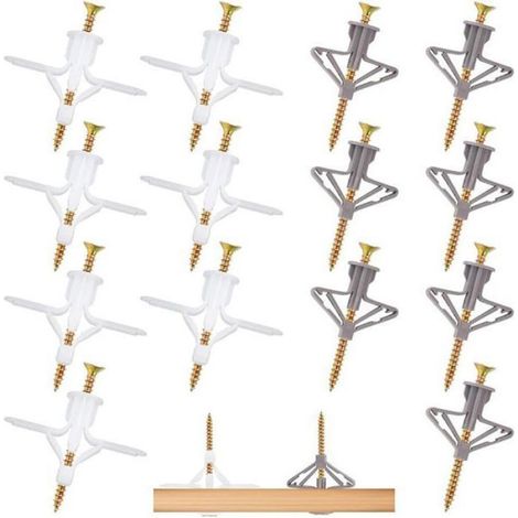 Cheville pour Parpaing Creux - - Lot de 200 - Métal et Plastique - Résistant à la Corrosion - Durable (1/4)