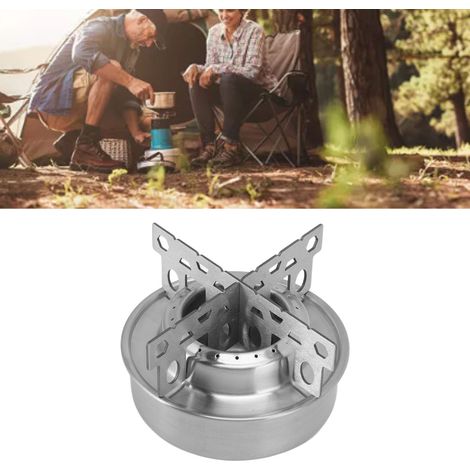 Tragbarer Campingkocher aus Edelstahl – Mini-Kocher zum Wandern und Grillen mit Ständer und Windschutz (1/5)