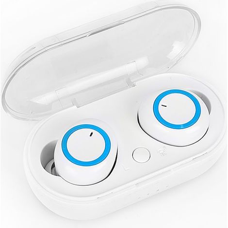Y50 Bluetooth-Kopfhörer Y50TWS2 – Kabellose Sport- und Outdoor-Kopfhörer 5.0 mit Ladecase – Weiß/Blau – Inkl. Verpackung (1/3)