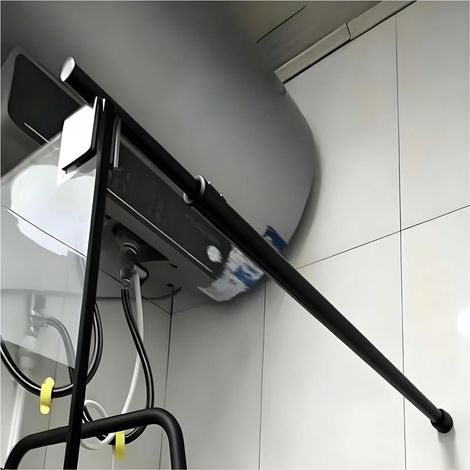Barre de support en verre noir pour paroi douche, tige douche (1/5)