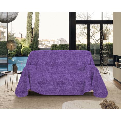 Telo Arredo Made in Italy in Cotone Grandfoulard Copritutto Copridivano Copriletto-Teli Sofà Arredatutto-Drappeggio-Arazzo-Copridivano Grand Foulard Letto Viola - Matrimoniale 280x240