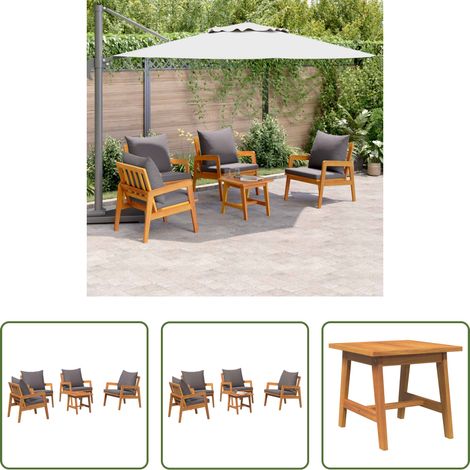 Gartenmöbel - Bistrogarnitur mit Kissen 5 pcs Braun Massivholz Akazie (1/5)
