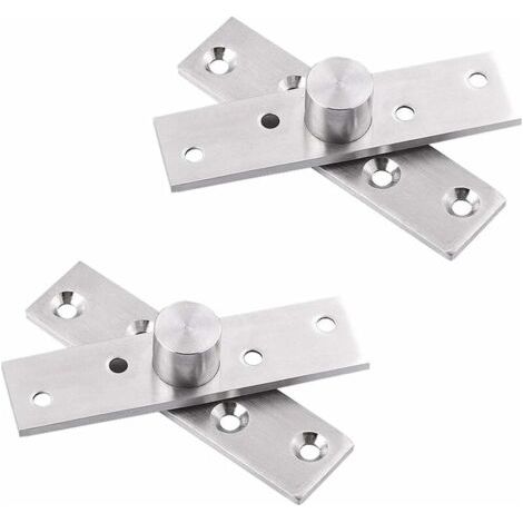BUNTHAUS 360-Grad-Drehtürscharnier, 2 Edelstahl-Mitteldrehtürscharniere, robuste verdeckte Drehtürscharniere mit Befestigungsschrauben (75 x 17 mm) (1/4)
