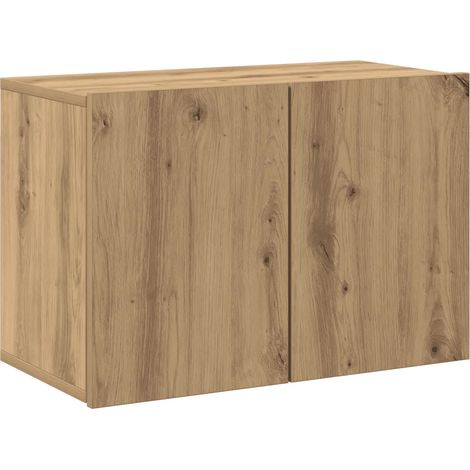 Meuble TV mural pratique bois d'ingénierie finition naturelle 60 x 30 x 41 cm en bois chêne artisanal (1/5)