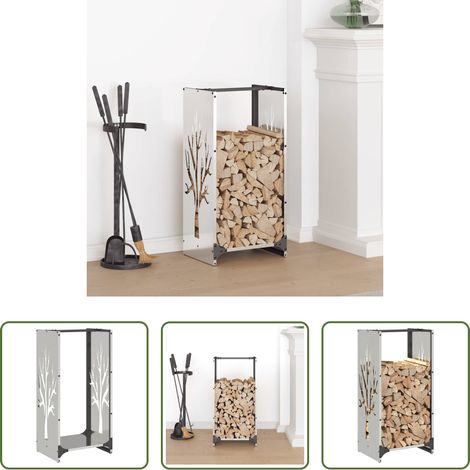 Support bois de chauffage - Portant de bois de chauffage 40x30x80 cm acier inoxydable (1/5)